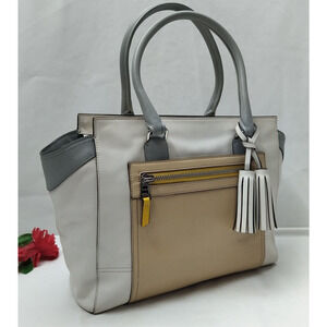 Coach Legacy Colorblock Candace Cream Leather Carryall Satchel Shoulder Bag